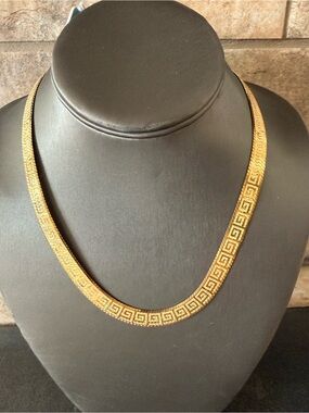 Mia Fiore Gold over Sterling Greek Key Flat Herringbone Necklace